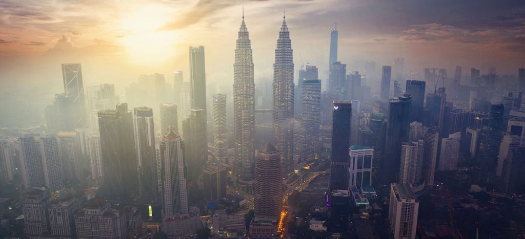 Misty Kuala Lumpur cityscape